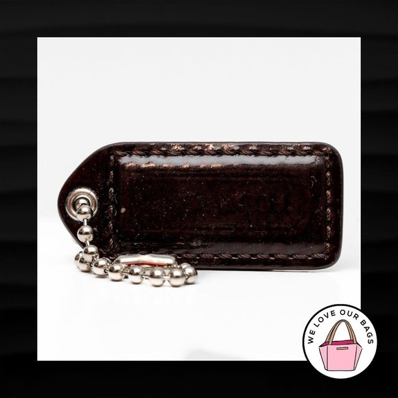 2" COACH BROWN PATENT LEATHER KEY FOB HANGTAG - Picture 1 of 1